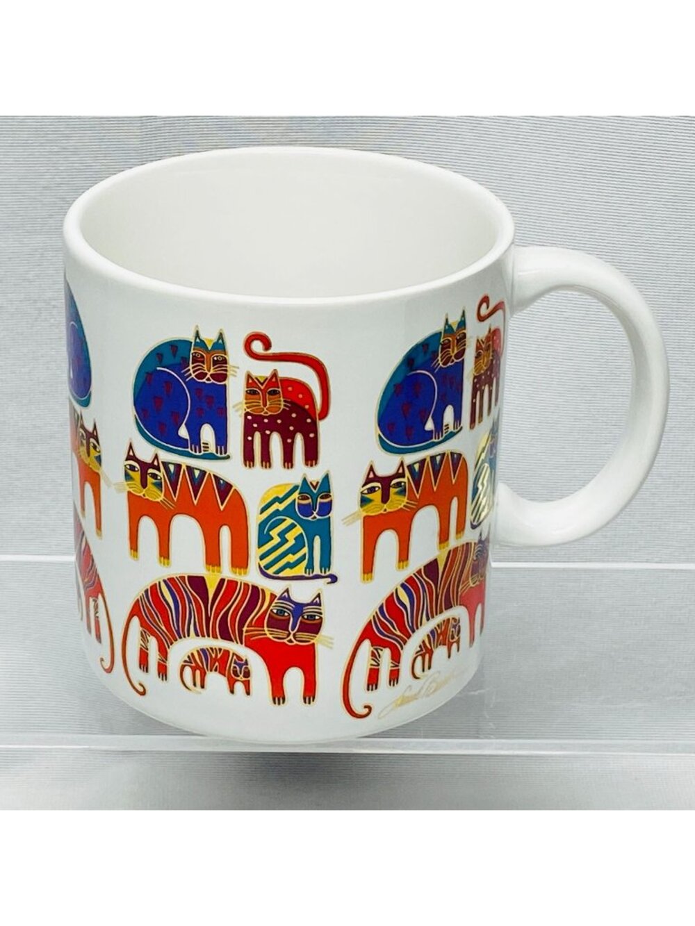 Laurel Burch Fantastic Felines Cat Mug 14oz Colorful Ceramic Japan 1988